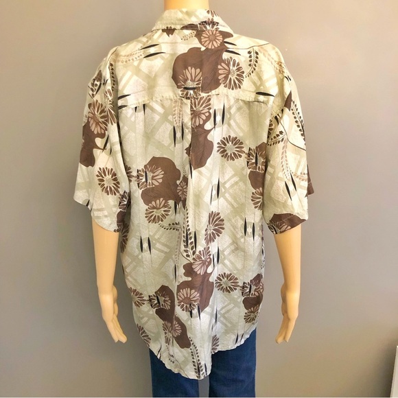 Vintage 100% Silk Floral Tropical Pattern Festival Relaxed Fit Shirt Blouse - Picture 14 of 15